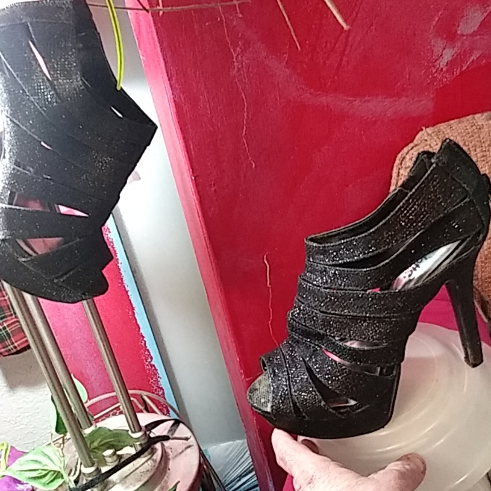 Glittery black Charlotte russe heals